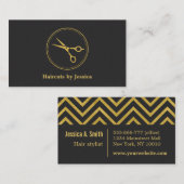 金ゴールドフェイクシックGLAMはさみ美容師 名刺 (正面/裏面)