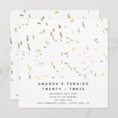 金ゴールドフェイクシルバモダンンドスプレイスメントアダルト誕生日 招待状 (正面/裏面)