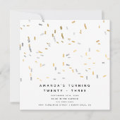 金ゴールドフェイクシルバモダンンドスプレイスメントアダルト誕生日 招待状 (正面)