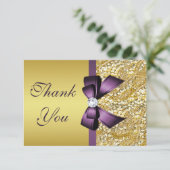 金ゴールドフェイクシーキンズダイヤモンズパープルボウサンキュー サンキューカード (スタンド正面)