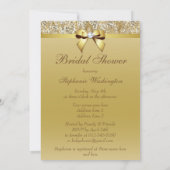 金ゴールドフェイクシークインとボウブライダルシャワー 招待状 (裏面)