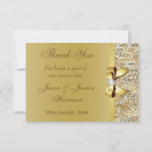 金ゴールドフェイクシークインとボー結婚ズ・サンキュー サンキューカード (裏面)