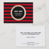 金ゴールドフェイクシークインヘアサロン割引クーポン3 割引カード (正面/裏面)