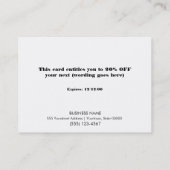 金ゴールドフェイクシークインヘアサロン割引クーポン3 割引カード (裏面)