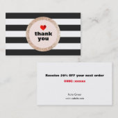 金ゴールドフェイクシークイン白黒クーポストライプのン 割引カード (正面/裏面)