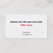 金ゴールドフェイクシークイン白黒クーポストライプのン 割引カード (裏面)