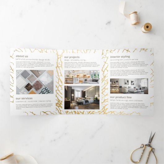 金ゴールドフェイクシーファンサンゴ内装パンフレット 三つ折りカード (内部)