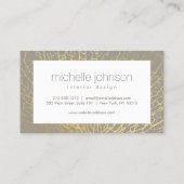 金ゴールドフェイクシーファンパターンインテリアデザイナーグレー 名刺 (裏面)