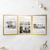 金ゴールドフェイクシーファン珊瑚模様デザイナーパンフレット 三つ折りカード (内部)