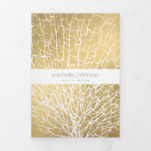 金ゴールドフェイクシーファン珊瑚模様デザイナーパンフレット 三つ折りカード (カバー)