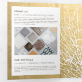 金ゴールドフェイクシーファン珊瑚模様デザイナーパンフレット 三つ折りカード (内部最初)