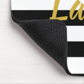 金ゴールドフェイクスクリプト(白黒) ストライプ マウスパッド (コーナー)