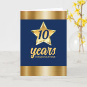 金ゴールドフェイクスターの社員一周記念日 カード (黄色い花)