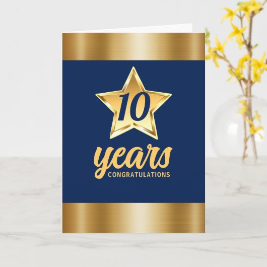 金ゴールドフェイクスターの社員一周記念日 カード (黄色い花)