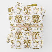 金ゴールドフェイクストライプグリッターとフローズ ラッピングペーパーシート (インサイチュ)