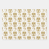 金ゴールドフェイクストライプグリッターとフローズ ラッピングペーパーシート (正面)