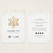 金ゴールドフェイクスノーフレーククリスマスサンキュー (正面&裏面)