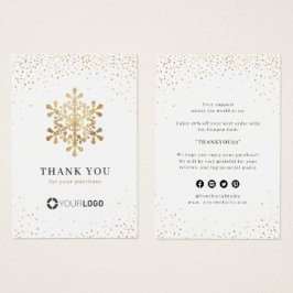 金ゴールドフェイクスノーフレーククリスマスサンキュー