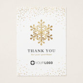 金ゴールドフェイクスノーフレーククリスマスサンキュー (正面)