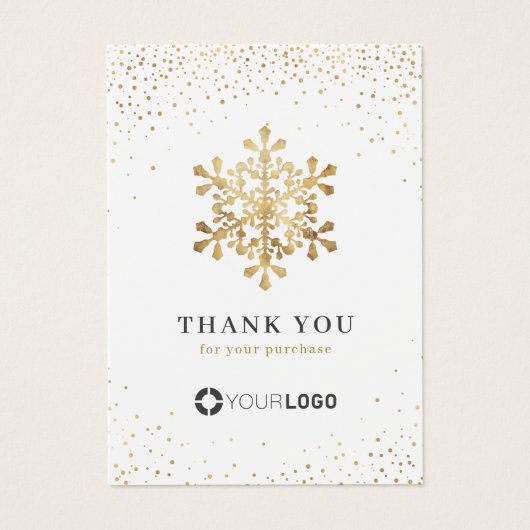 金ゴールドフェイクスノーフレーククリスマスサンキュー (正面)