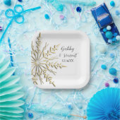 金ゴールドフェイクスノーフレーク冬の結婚式 ペーパープレート (パーティー)