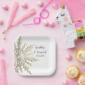 金ゴールドフェイクスノーフレーク冬の結婚式 ペーパープレート (パーティー)