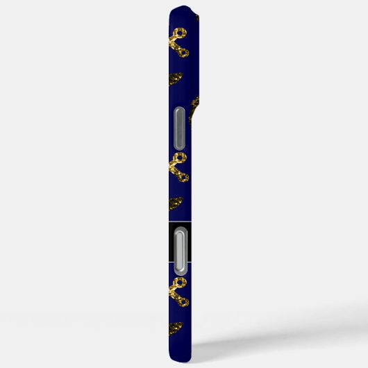 金ゴールドフェイクスパークルいかりパターンネイビーモノグラム Case-Mate iPhoneケース (裏面 / 右)