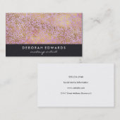 金ゴールドフェイクスペックスピンクタイルレザー 名刺 (正面/裏面)