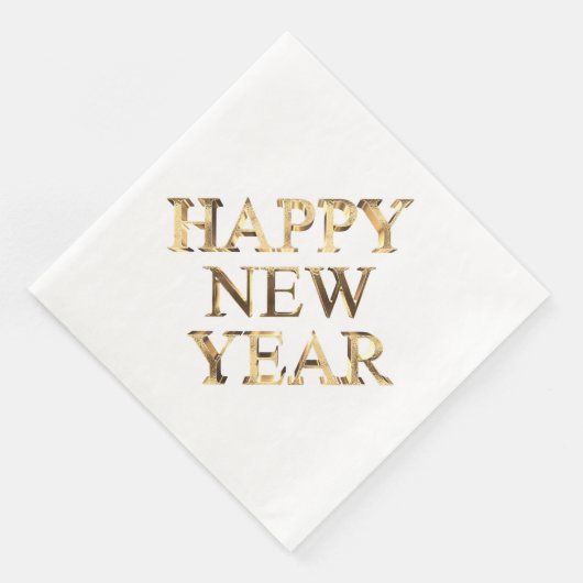 金ゴールドフェイクタイポグラフィハッピーニューイヤーナプキンズ (コーナー)