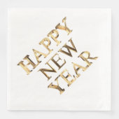 金ゴールドフェイクタイポグラフィハッピーニューイヤーナプキンズ (正面)
