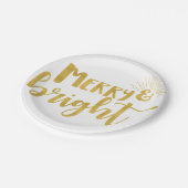 金ゴールドフェイクタイポグラフィメリーと明るいクリスマス ペーパープレート (アングル)