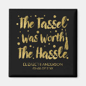 金ゴールドフェイクタッセル卒業 マグネット (正面)