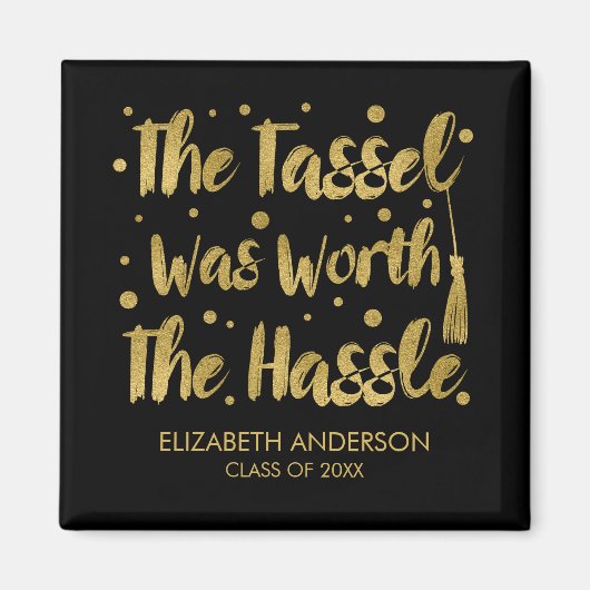 金ゴールドフェイクタッセル卒業 マグネット (正面)