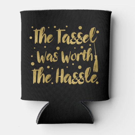 金ゴールドフェイクタッセル卒業 缶クーラー (正面)