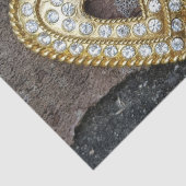 金ゴールドフェイクダイヤモンドがハート形状でイヤリング 薄葉紙 (詳細)