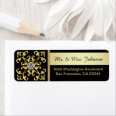 金ゴールドフェイクダイヤモンドブラックエンベロープ差出人住所 ラベル (インサイチュ)