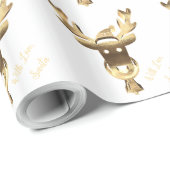 金ゴールドフェイクトナカイのパタモダンーン白いクリスマス ラッピングペーパー (ロールコーナー)
