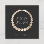 金ゴールドフェイクネックレスロゴ |ジュエリーデザイン スクエア名刺 (正面)