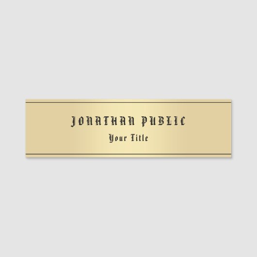 金ゴールドフェイクノスタルジックルオールドスタイル文字テンプレート 名札 (正面)