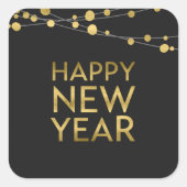 金ゴールドフェイクハッピーニューイヤーライト スクエアシール (正面)