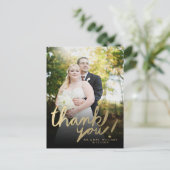 金ゴールドフェイクハンドスクリプト写真ありがとうはがき ポストカード (スタンド正面)