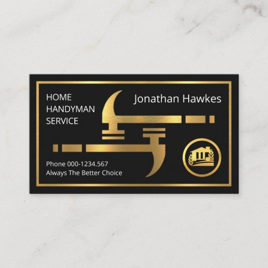 金ゴールドフェイクハンマーのホーム修理 名刺 (正面)
