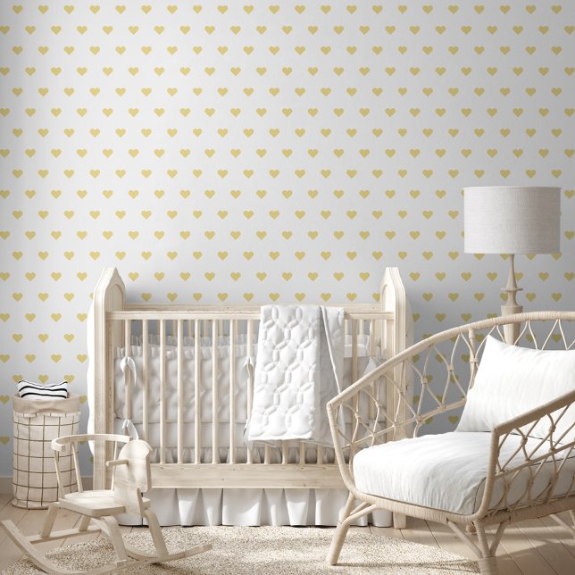 金ゴールドフェイクハート子供部屋キッズルームホームウォールデコール 壁紙 (Faux Gold Hearts Nursery Kids Room Home Wall Decor Wallpaper)