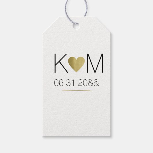 金ゴールドフェイクハート(カップルイニシャルシンプル) ギフトタグ (正面)