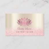 金ゴールドフェイクバックグラウンド上のホットピンクグリッターロータス 名刺 (正面)