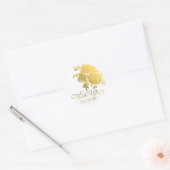 金ゴールドフェイクバラホイエレガントルモダンフローラ結婚ズ ラウンドシール (封筒)