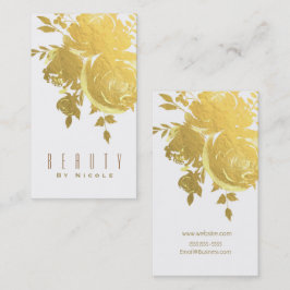 金ゴールドフェイクバラホイエレガントルモダンフローラ結婚ズ 名刺