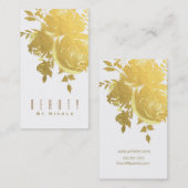 金ゴールドフェイクバラホイエレガントルモダンフローラ結婚ズ 名刺 (正面/裏面)