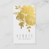 金ゴールドフェイクバラホイエレガントルモダンフローラ結婚ズ 名刺 (正面)