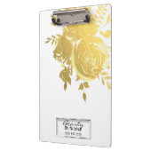 金ゴールドフェイクバラホイルエレガントフローラパーソナライズされた クリップボード (左)